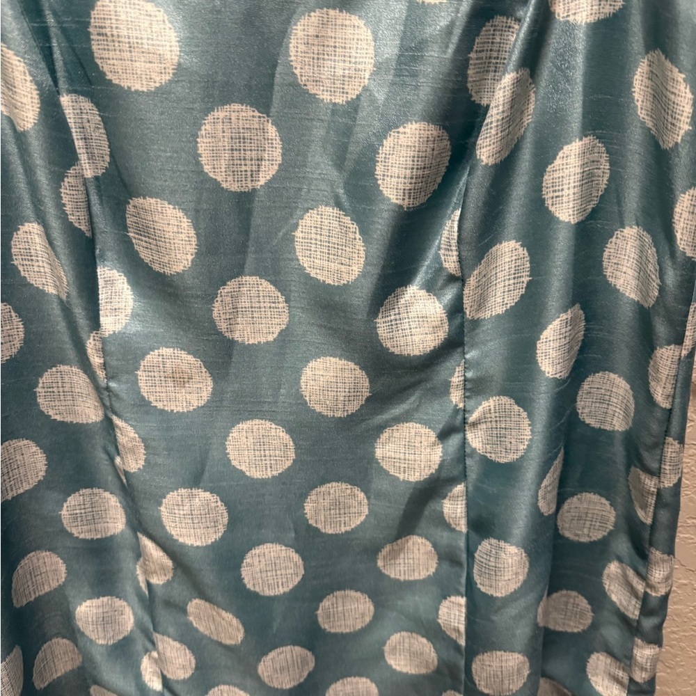 Dana Kay Teal/White Polka Dot Dress Size 14 - Picture 4 of 7